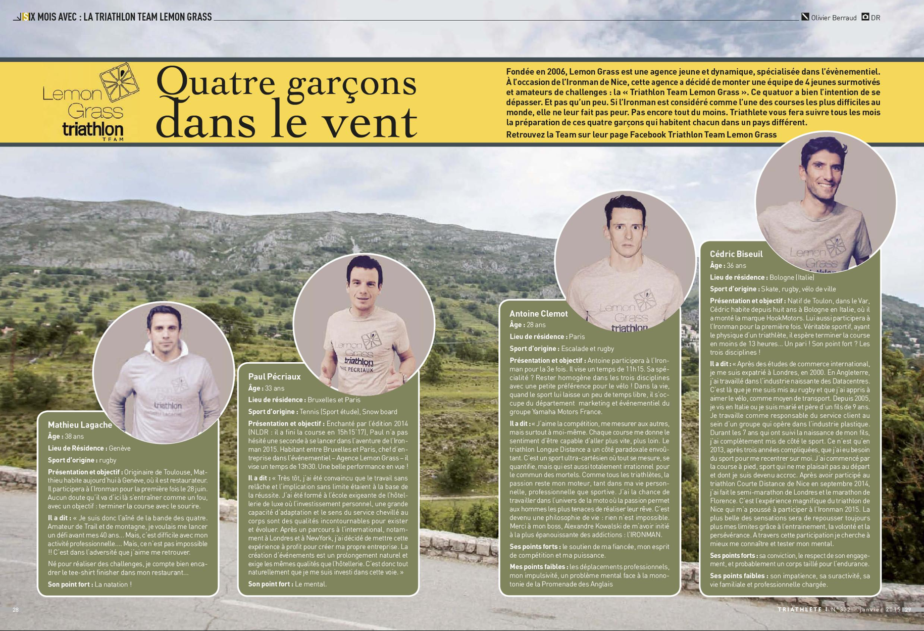 "Quatre garçons dans le vent" - Article Triathlète Magazine - Janvier 2015