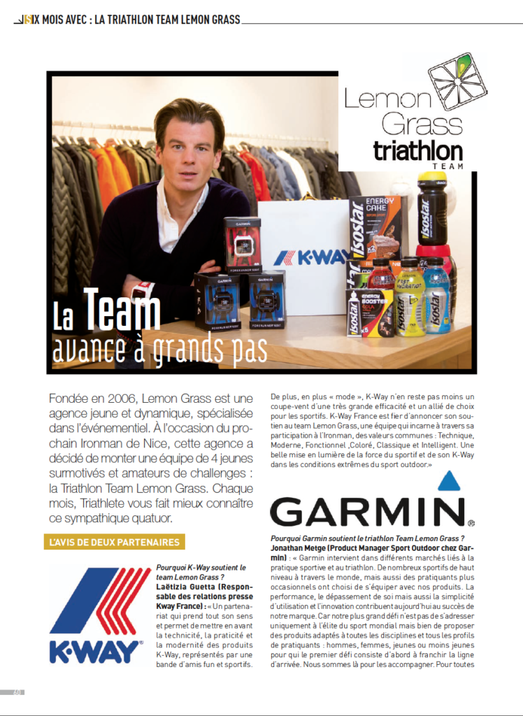 "La Team avance à grands pas" – Article Triathlète Magazine – Avril 2015