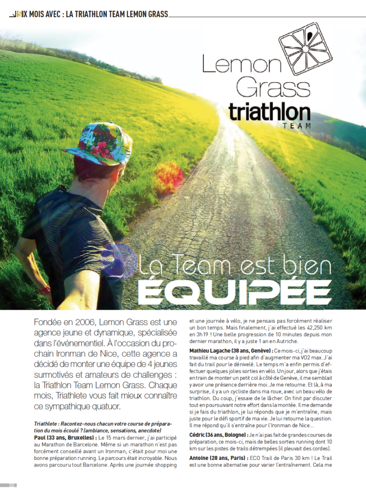 "La Team est bien équipée" – Article Triathlète Magazine – Mai 2015